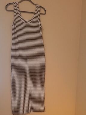 #6G NLT Striped Sleeveless Maxi Dress in Black & White